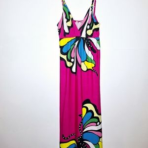 NWT Pacific Plex  Beach core Spring Break butterfly maxi dress size XL/1X.